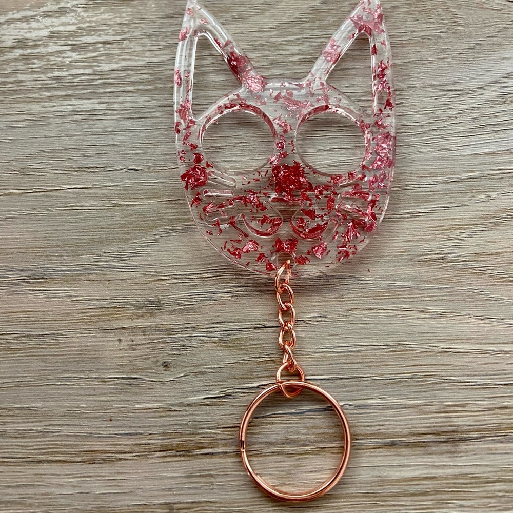 ✨🐱Pink Flakes Kitty Cat Keychain🐱✨